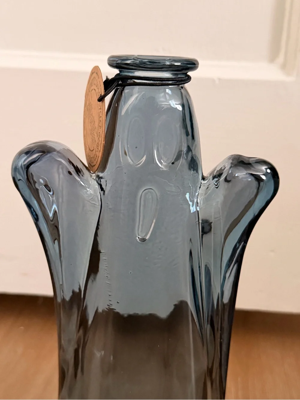 Halloween ghost Smoky Blue depression Glass like Vase